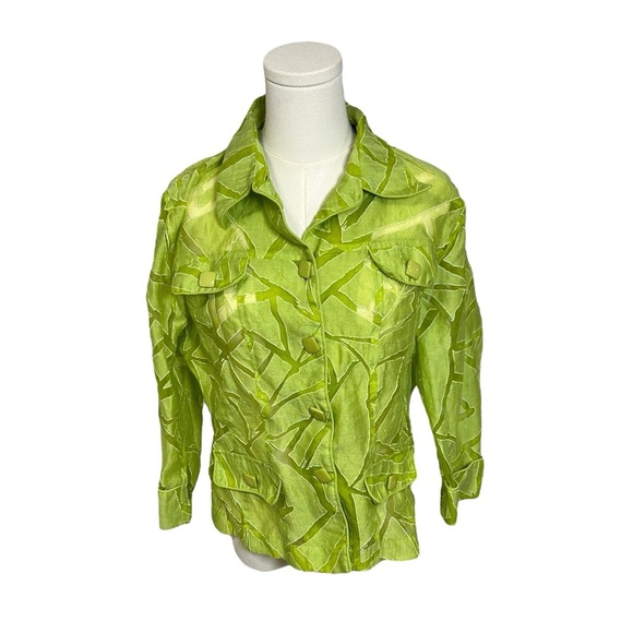 Clara Sun Woo Jacket Womens Size Medium Green Sheer Pannel Blazer Artsy - Picture 1 of 11